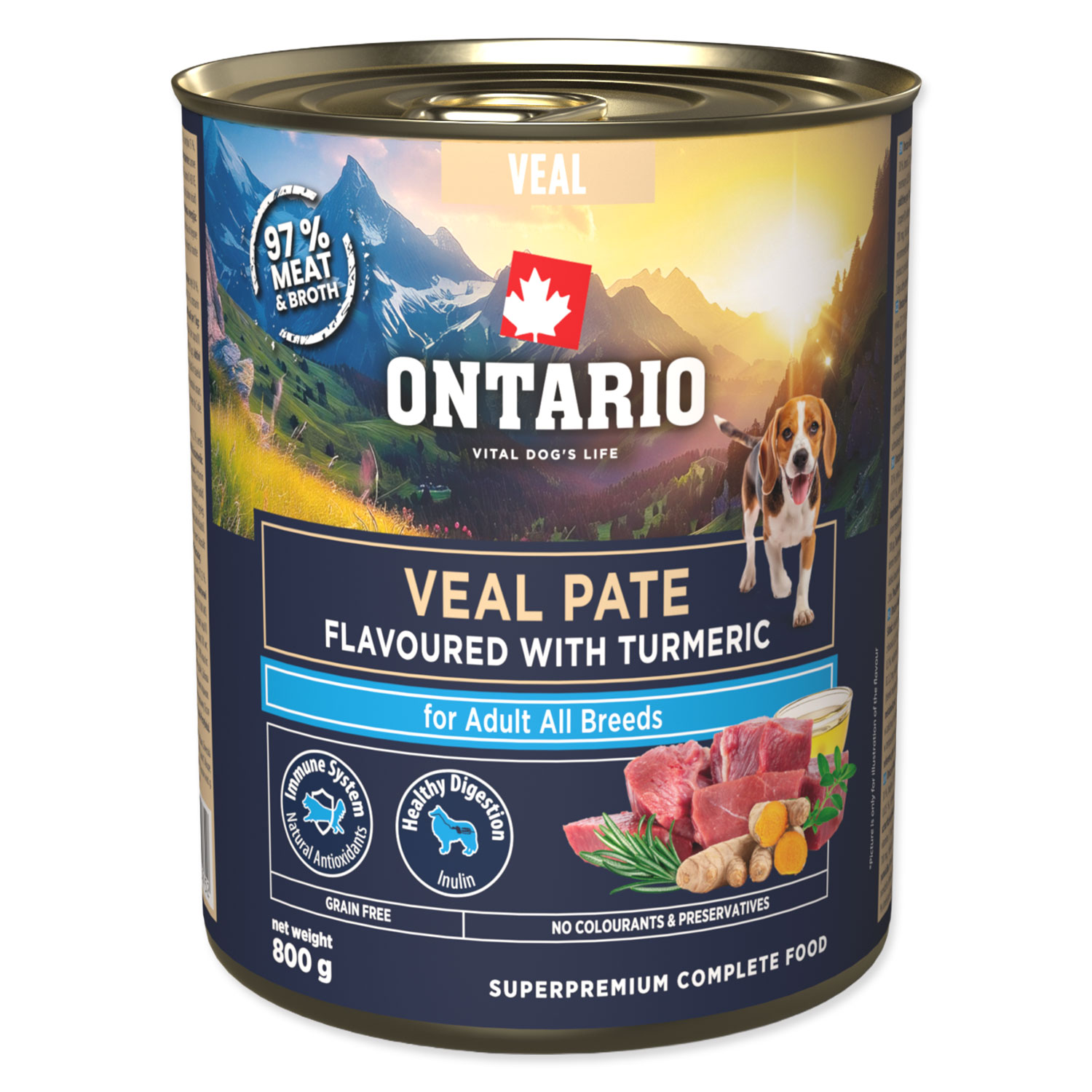 ONTARIO Konzerva Adult telecí pate s příchutí kurkumy 800 g