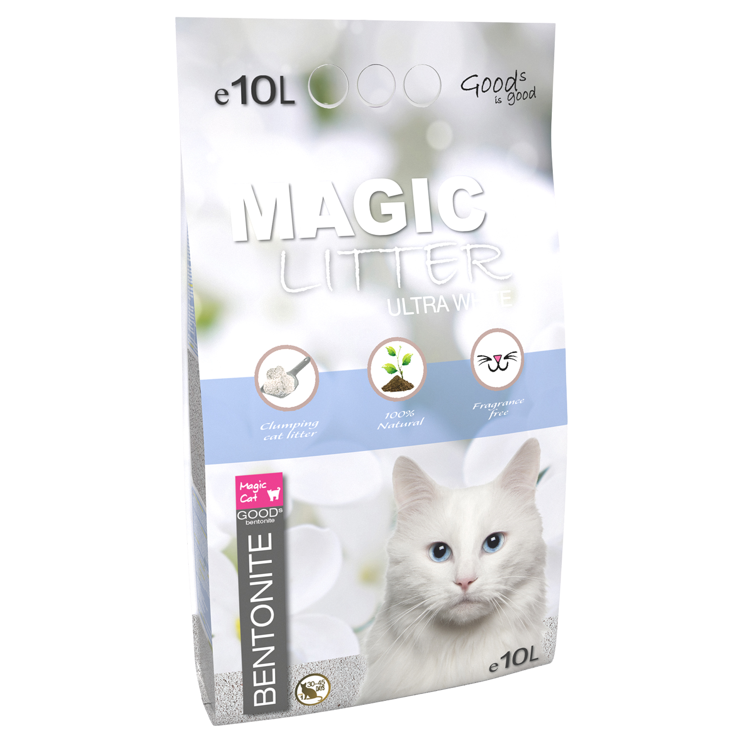 MAGIC CAT Kočkolit Litter Bentonite Ultra White 9 kg