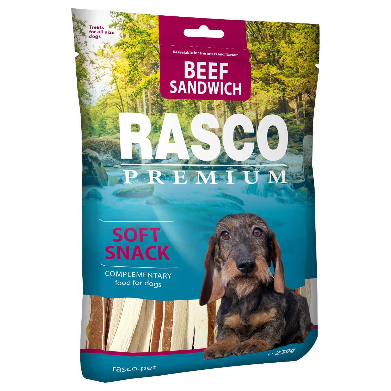 RASCO PREMIUM Pochoutka hovězí s treskou, sendvič 230 g