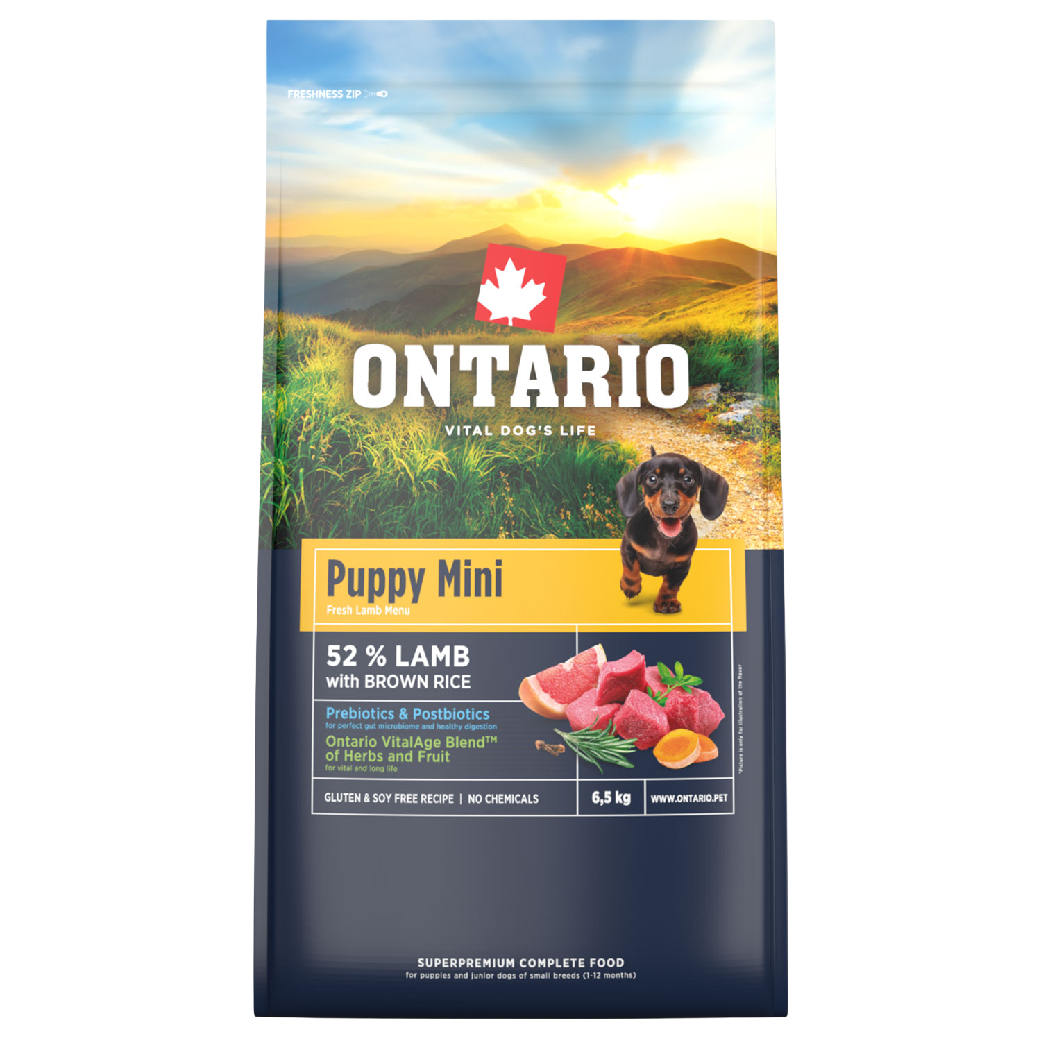 Fotografie ONTARIO Krmivo Puppy Mini Lamb & Brown Rice 6.5 kg
