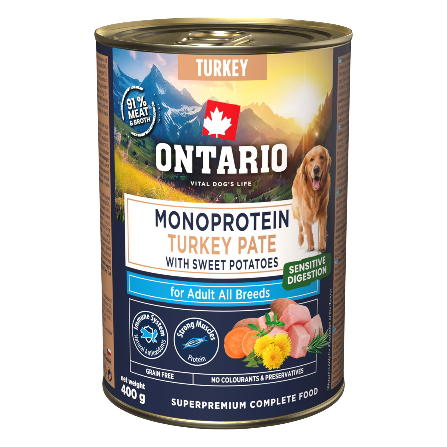 ONTARIO Konzerva Adult monoprotein krůtí pate s batáty 400 g