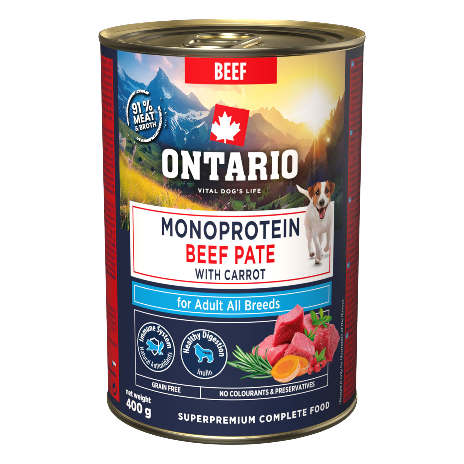 ONTARIO Konzerva Adult monoprotein hovězí pate s mrkví 400 g