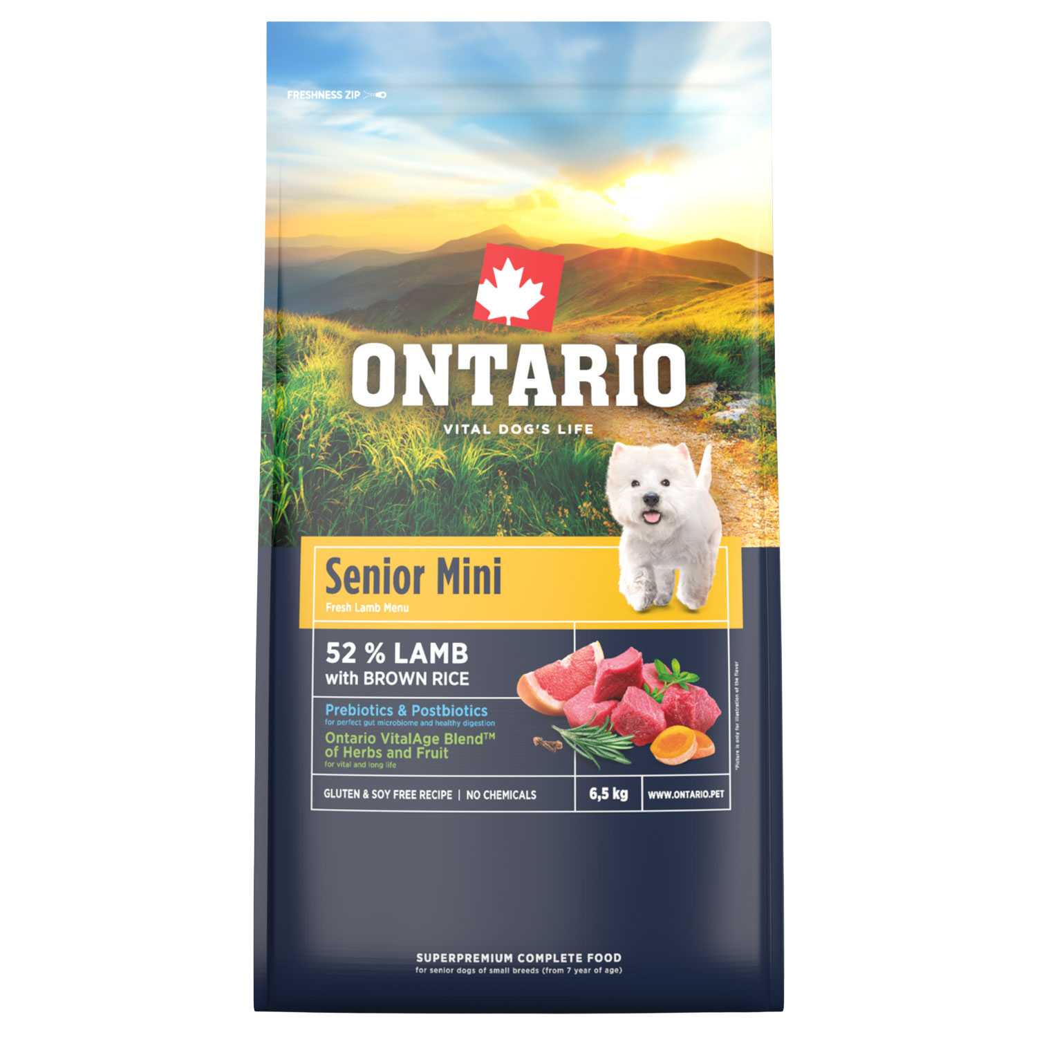 Fotografie ONTARIO Krmivo Senior Mini Lamb & Brown Rice 6.5 kg