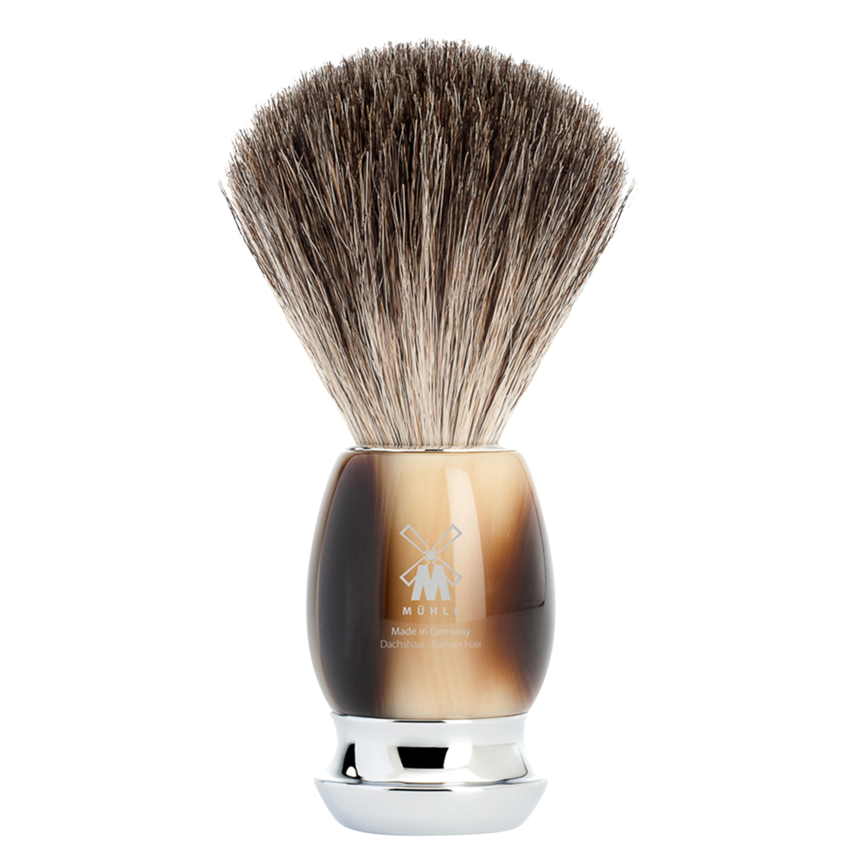 MÜHLE Střední štětka na holení VIVO z jezevčích štětin (pure badger, imitace rohoviny)