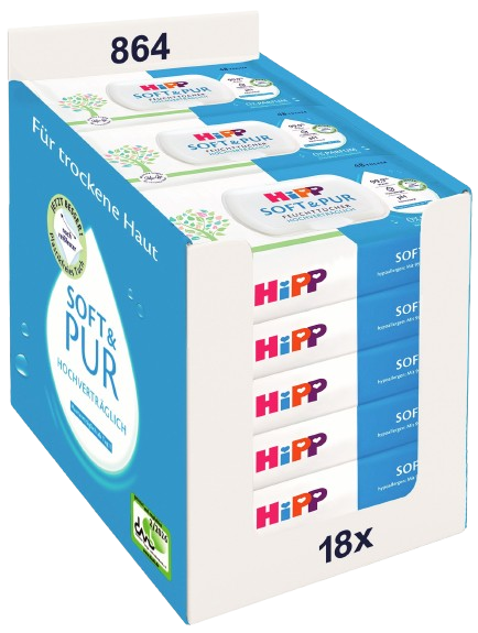 HIPP Babysanft vlhčené ubrousky Soft & Pur + víčko 18 x 48 ks