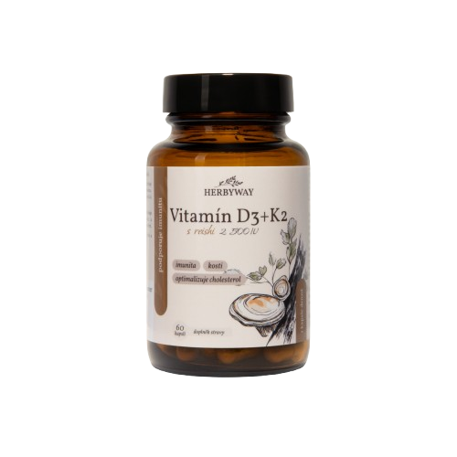 HERBYWAY Vitamín D3+K2 s Reishi 2500 IU, 60 kapslí