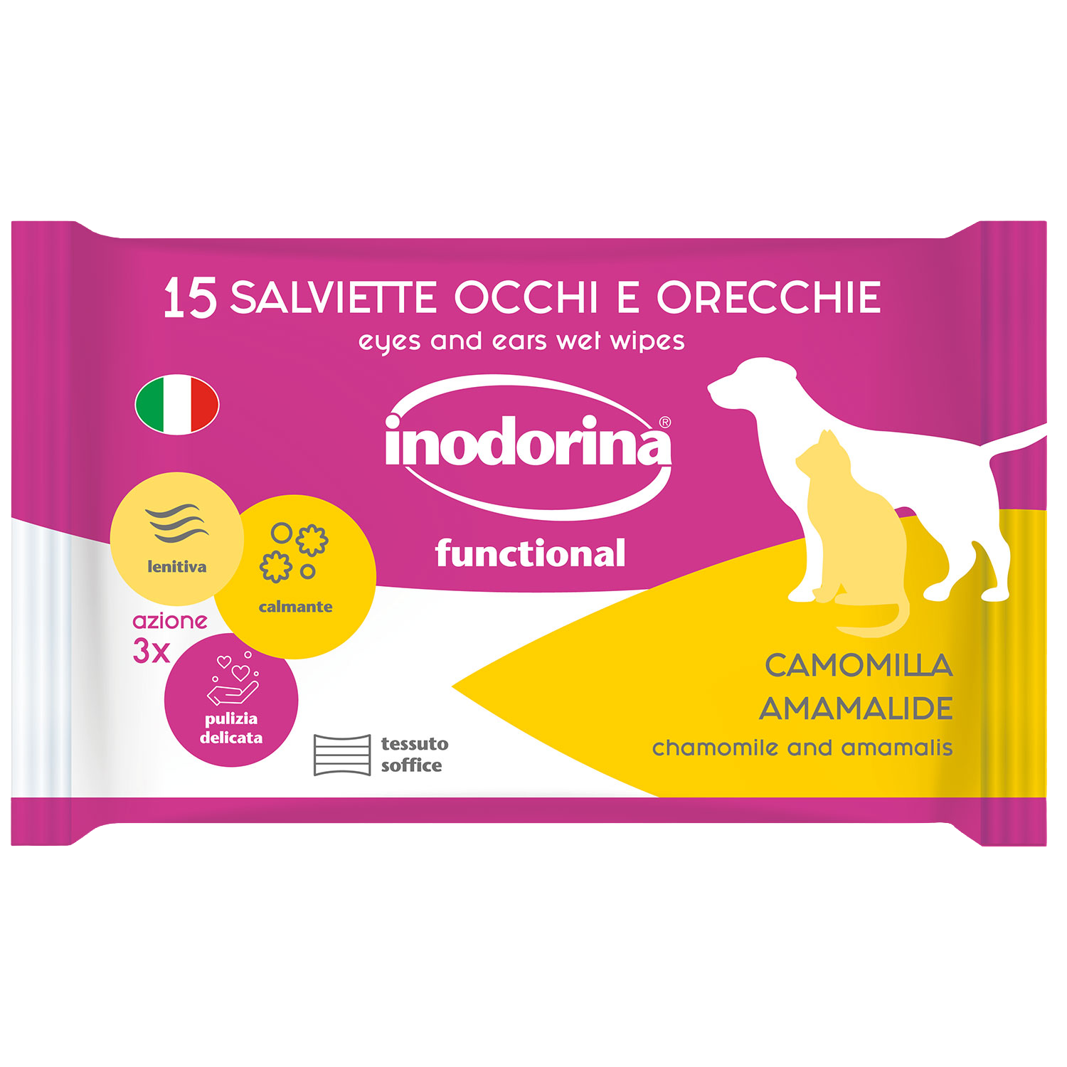 Fotografie INODORINA Ubrousky na oči a uši Heřmánek 15 ks