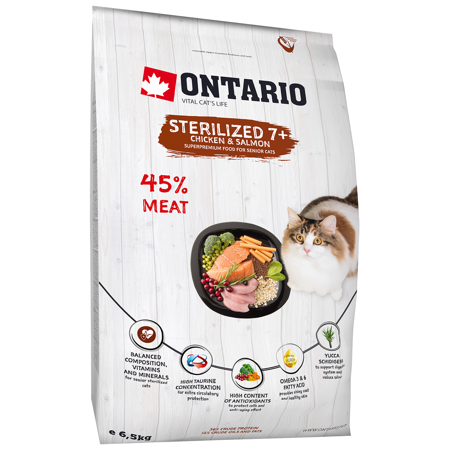 Fotografie ONTARIO Krmivo Cat Sterilised 7+ Senior 6.5 kg