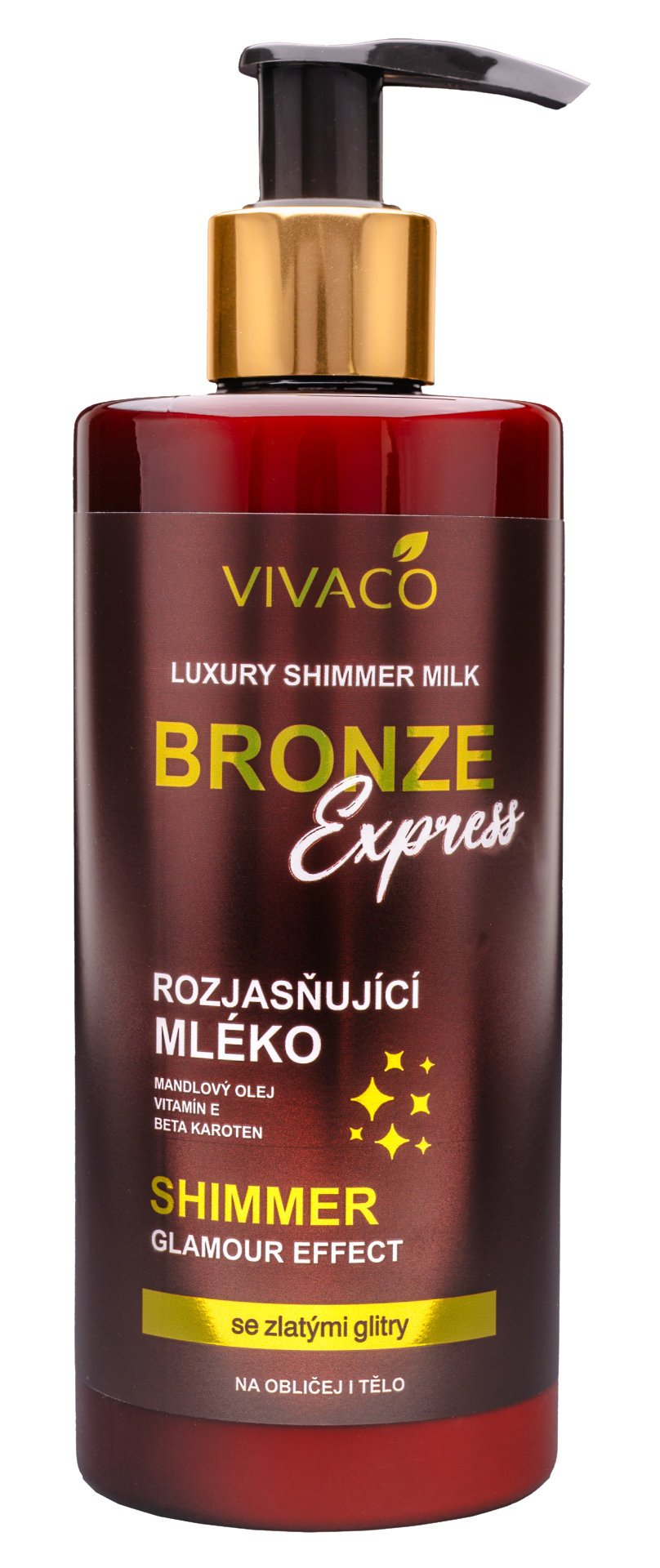 Fotografie VIVACO BRONZE EXPRESS Rozjasňující mléko se zlatými glitry 300 ml