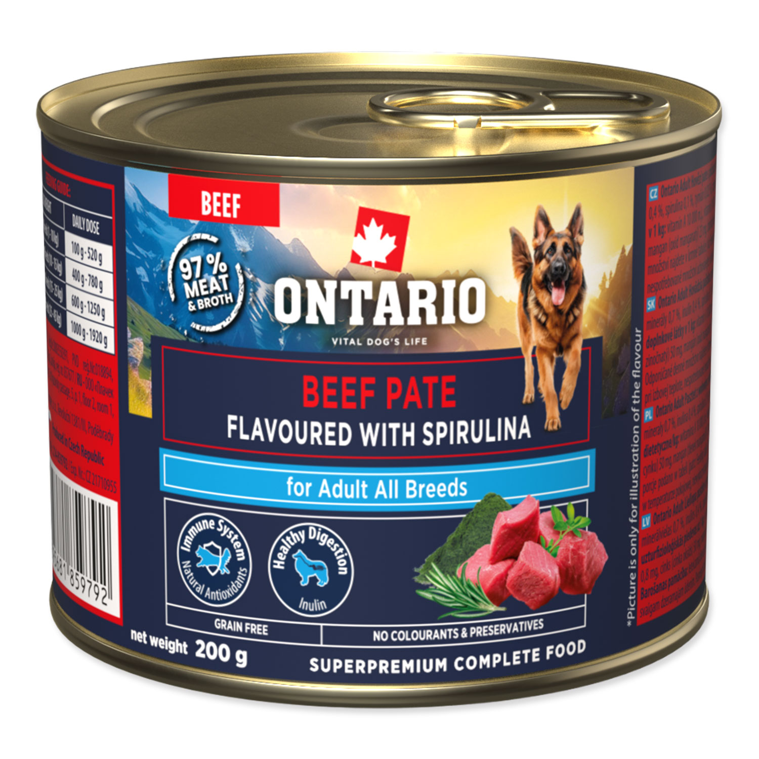 ONTARIO Konzerva Adult hovězí pate s příchutí spiruliny 200 g