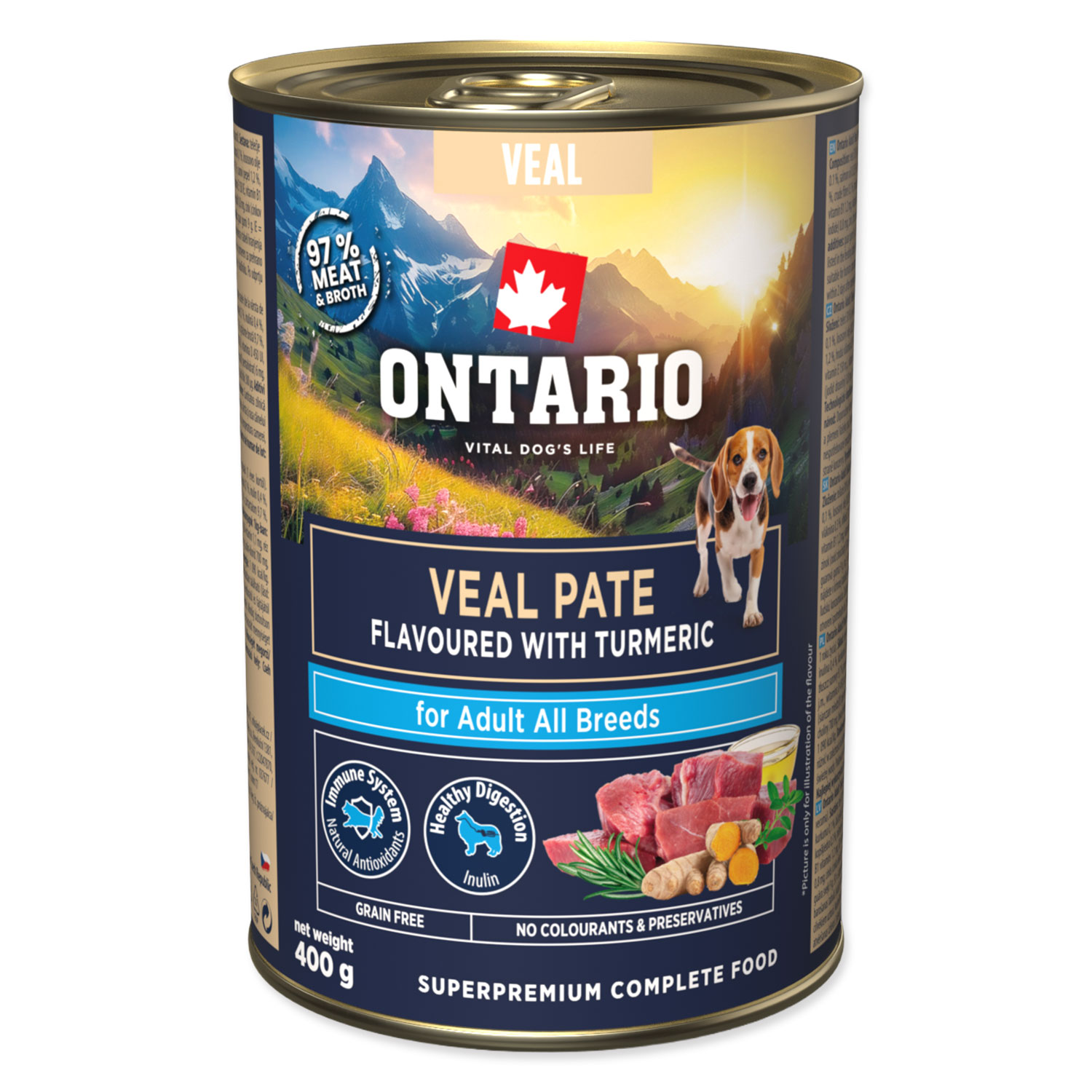 ONTARIO Konzerva Adult telecí pate s příchutí kurkumy 400 g