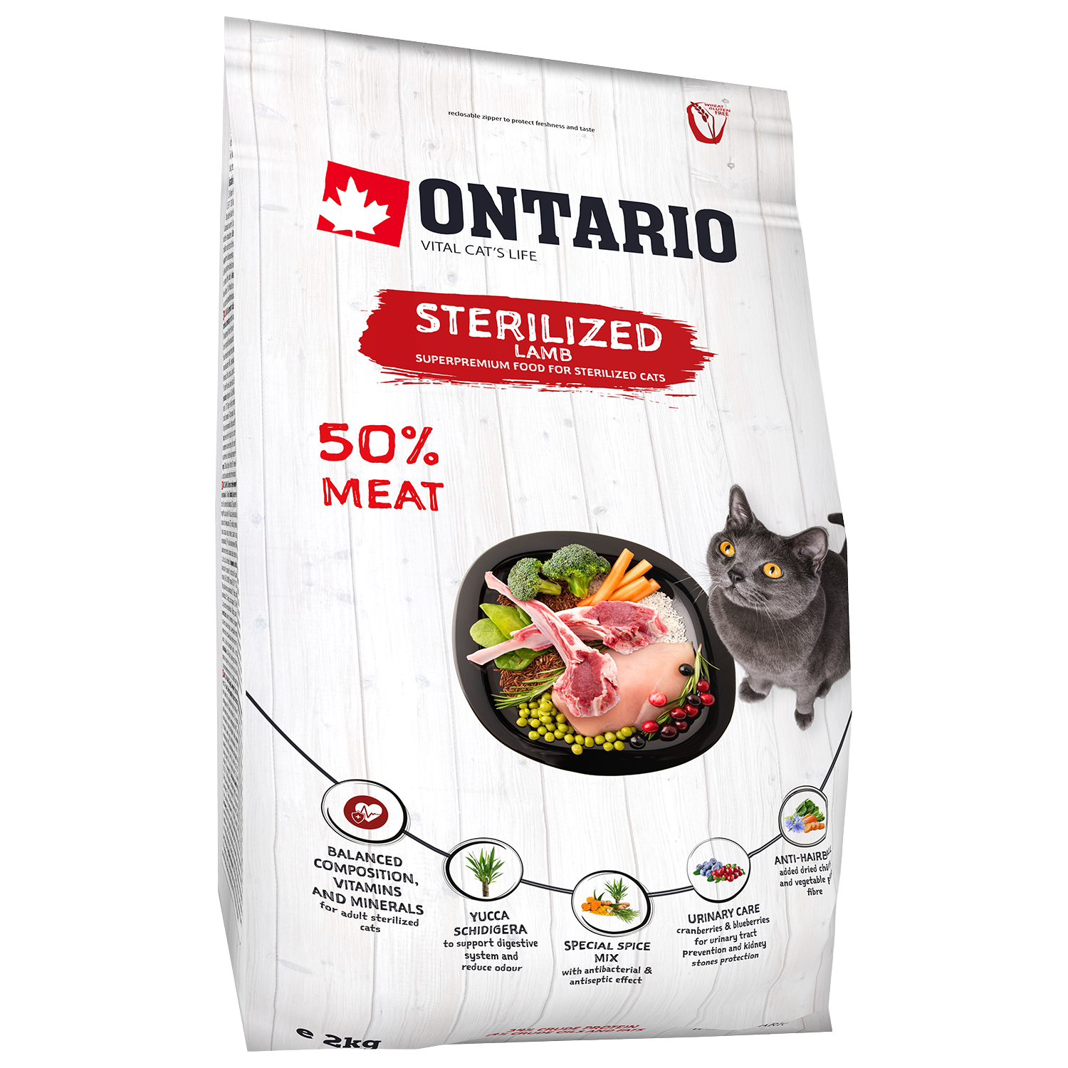 ONTARIO Krmivo Cat Sterilised Lamb 2 kg