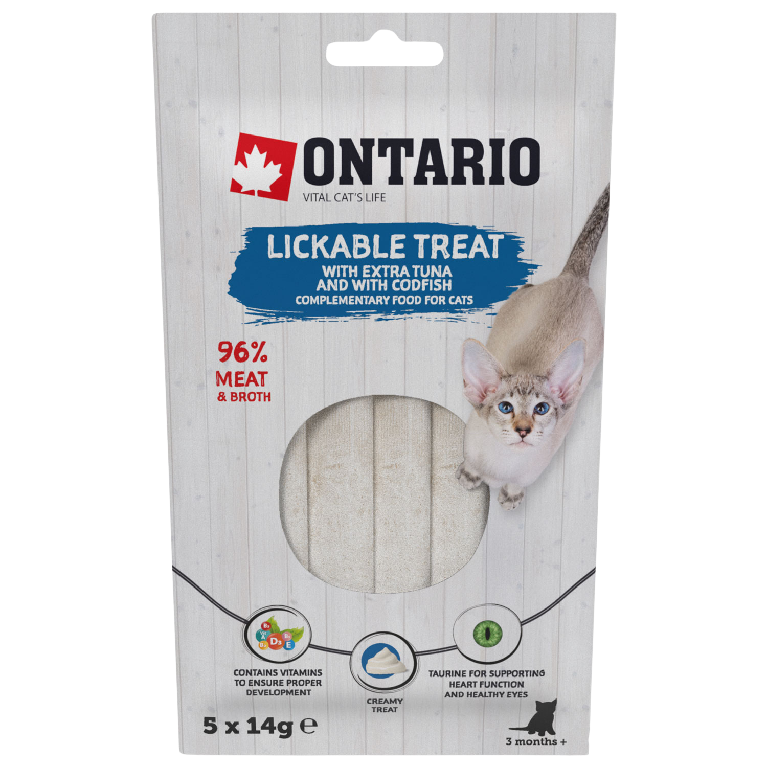 ONTARIO Pochoutka lízací extra tuňák a treska 5 x 14 g