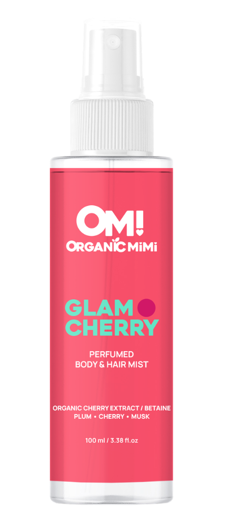 ORGANIC MIMI OM! Glam Cherry Parfémovaná hydratační mlha na tělo a vlasy 100 ml