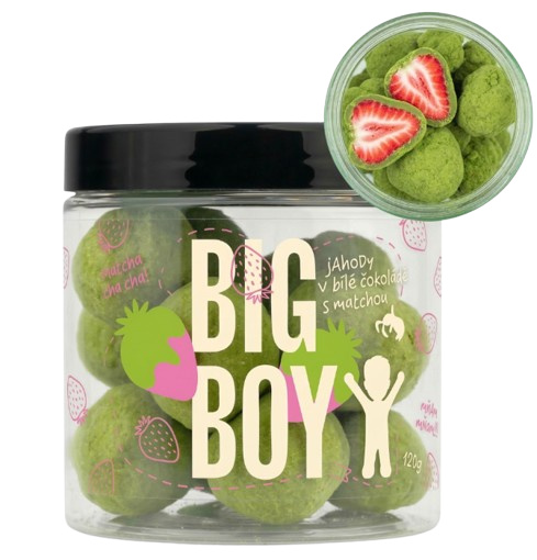 BIG BOY® Jahody v matcha a bílé čokoládě 120 g