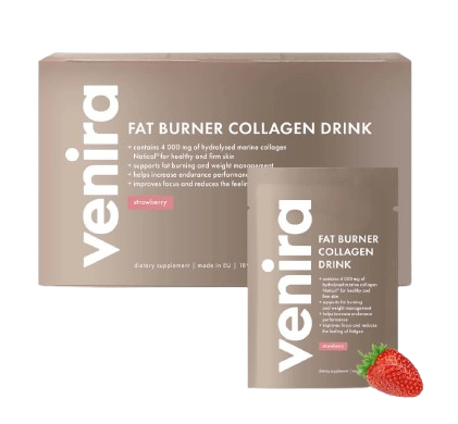 VENIRA Spalovač tuků + kolagenový drink, mořský, jahoda 30 x 6.3 g