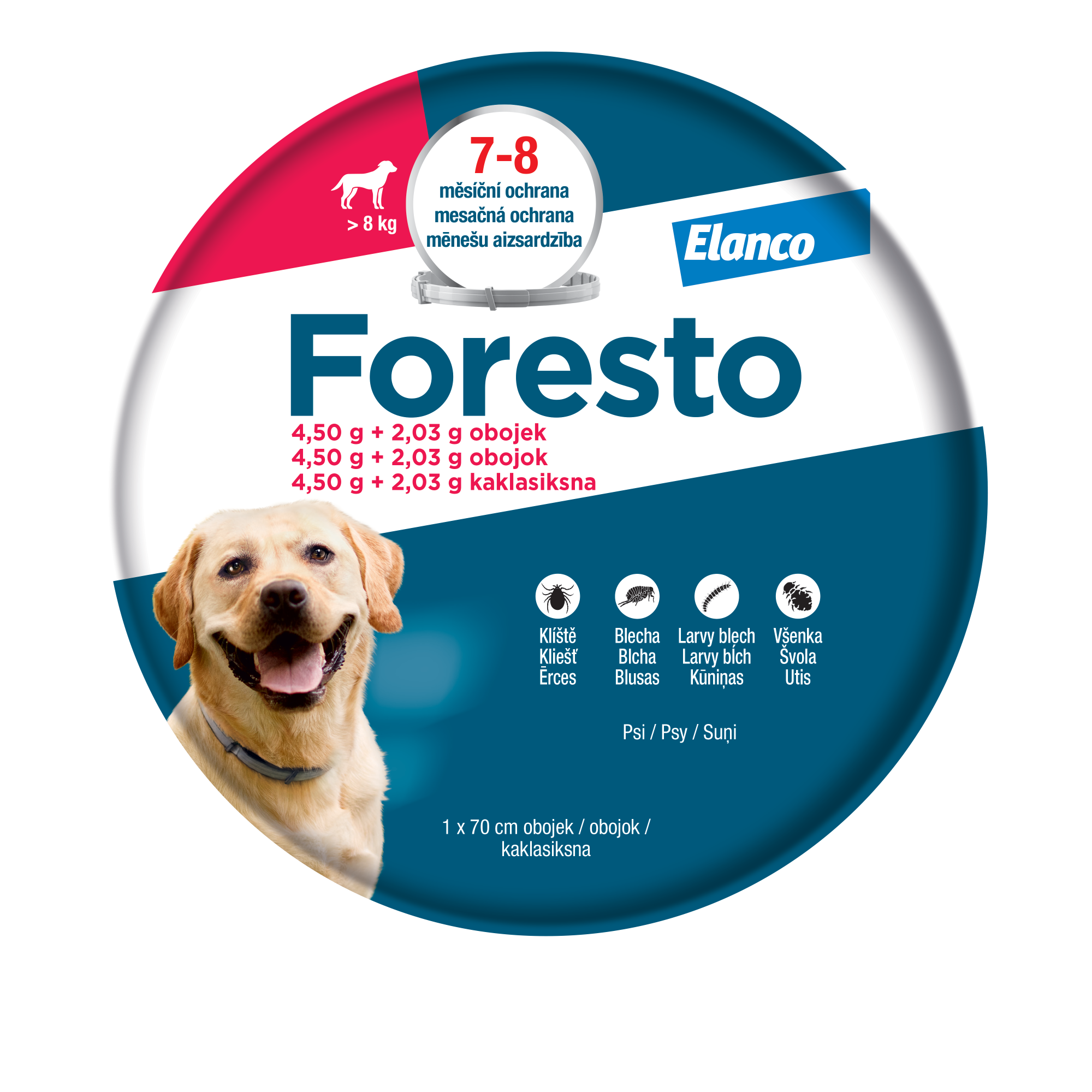 FORESTO Obojok pre psy nad 8 kg 70 cm