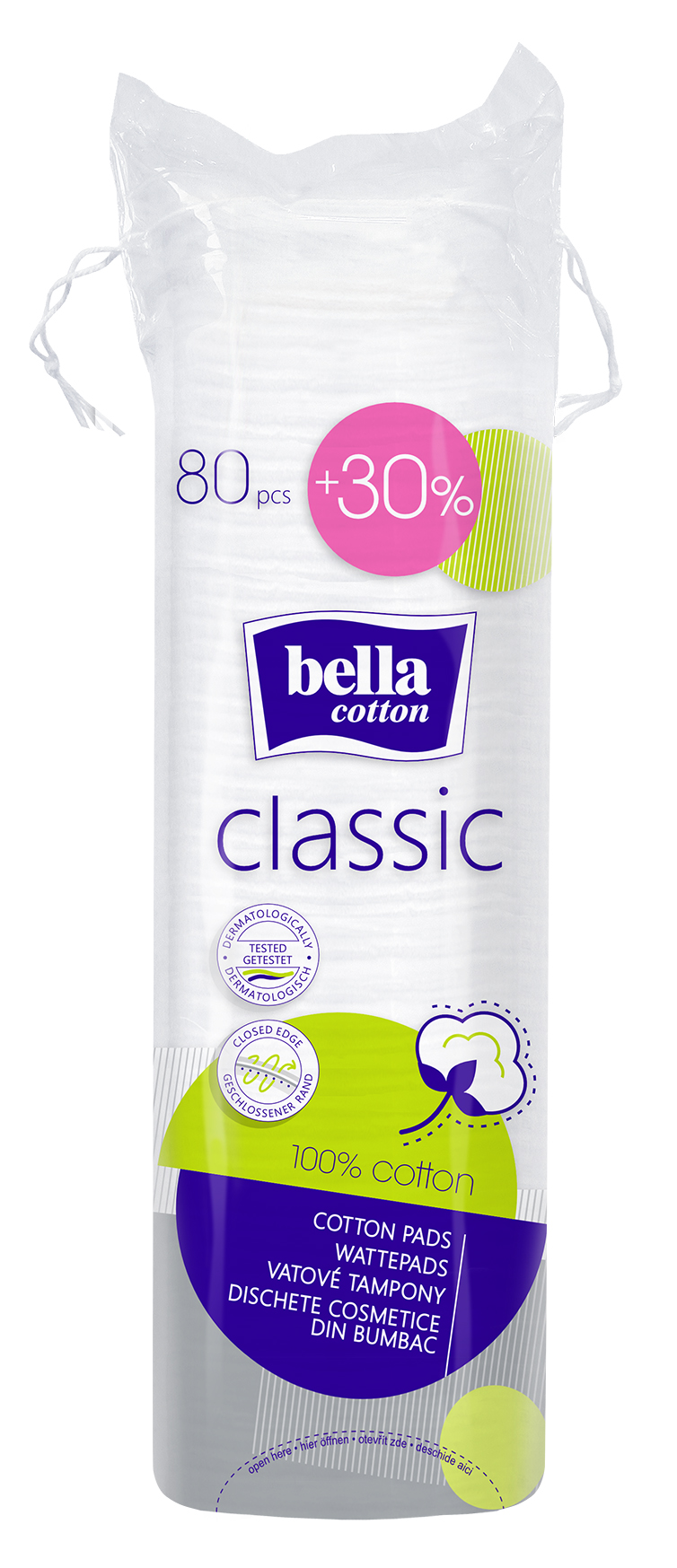 Fotografie BELLA Cotton Classic odličovací tampony, 30% navíc k 80 ks