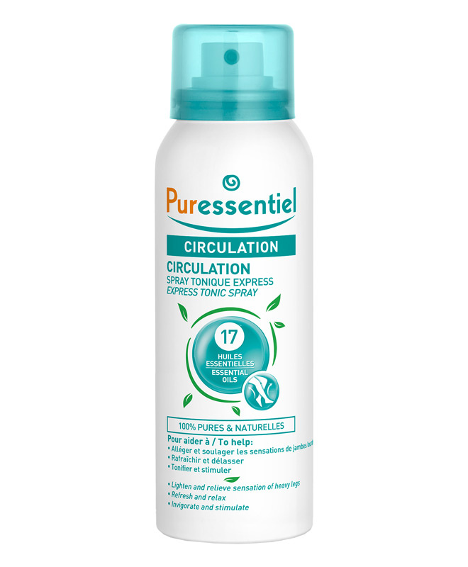 Fotografie PURESSENTIEL Sprej na unavené a oteklé nohy se 17 esenciálními oleji 100 ml