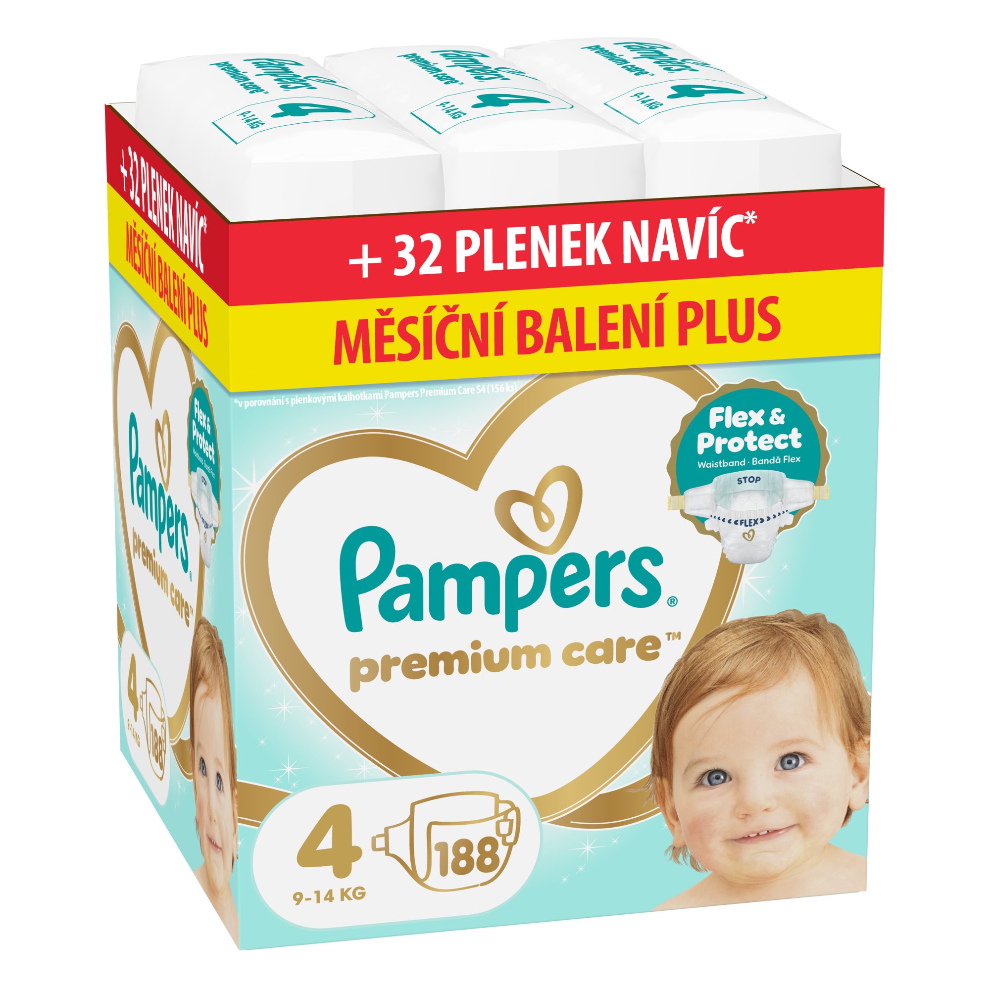 PAMPERS Premium Care Velikost 4, 9kg-14kg 188 ks