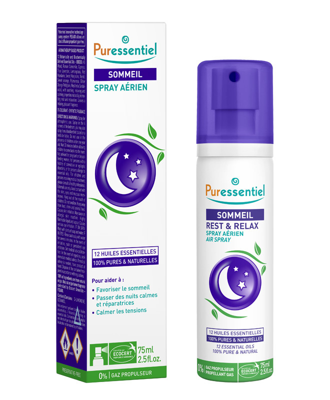 Fotografie PURESSENTIEL Relaxační sprej Rest & Relax 12 esenciálních olejů 75 ml