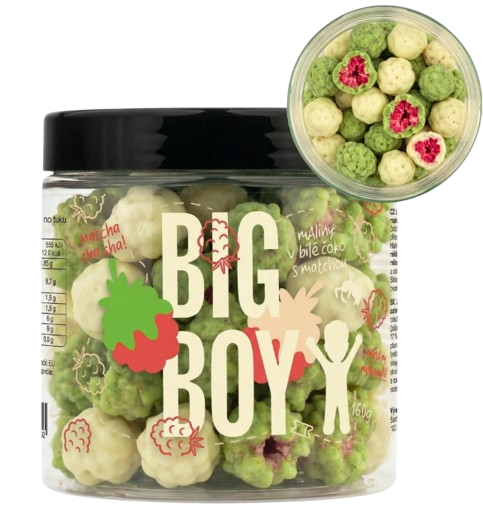 BIG BOY® Maliny v matcha a bílé čokoládě 160 g