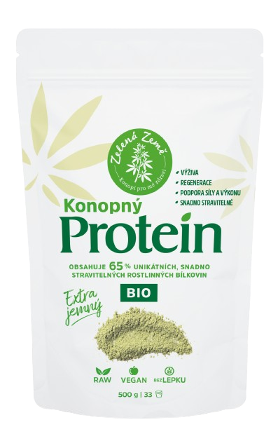 Zelená země Konopný protein BIO Extra jemný, 500 g 65%