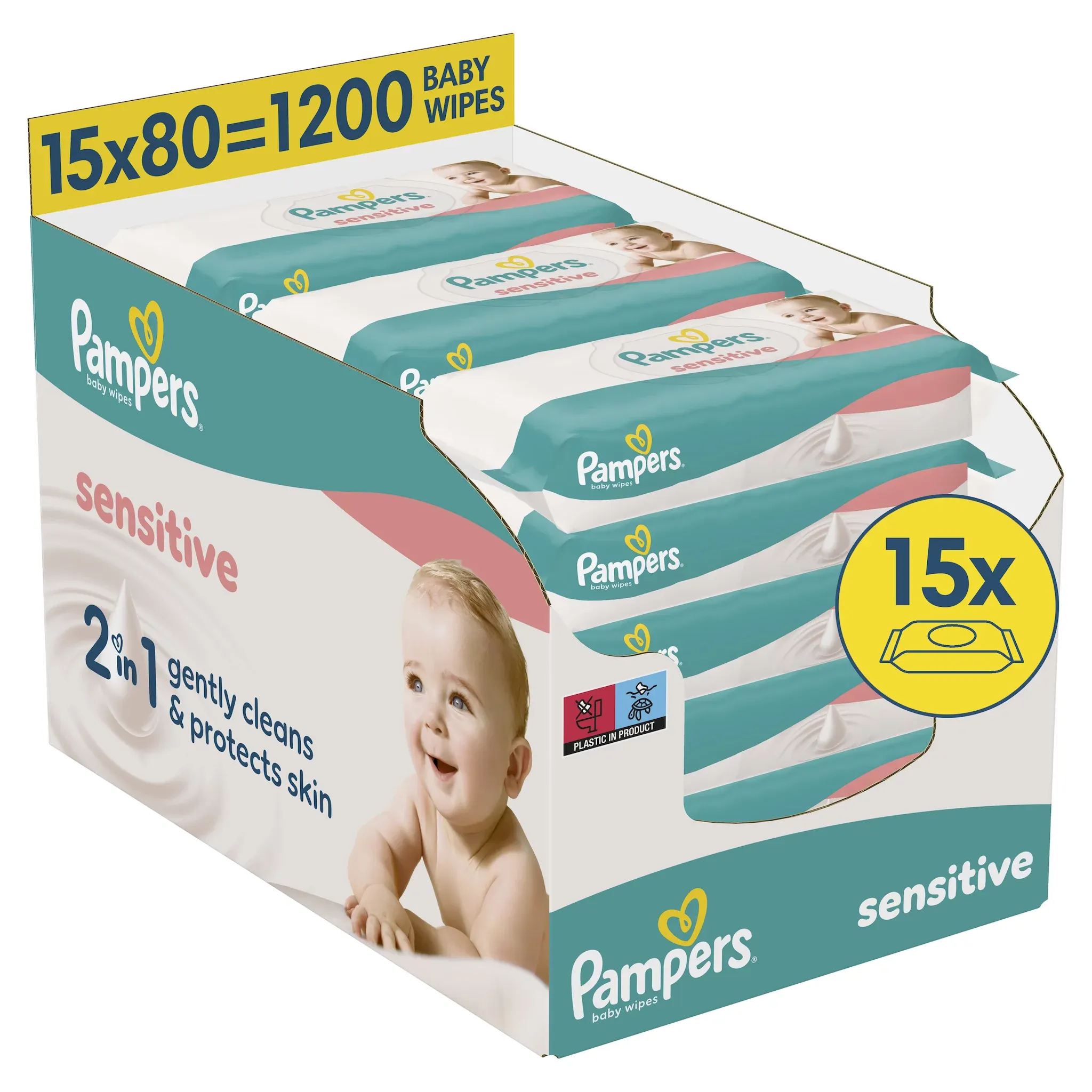 Pampers Sensitive XXL Vlhčené ubrousky 15 x 80 ks