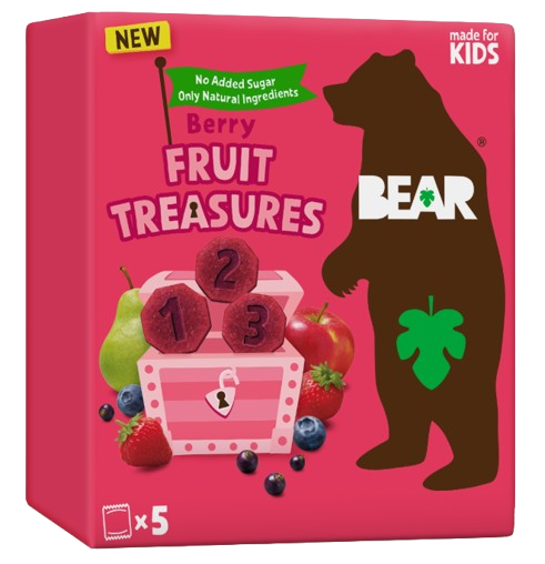 BEAR Fruit Treasures Berry jahoda a borůvka 5 x 20 g
