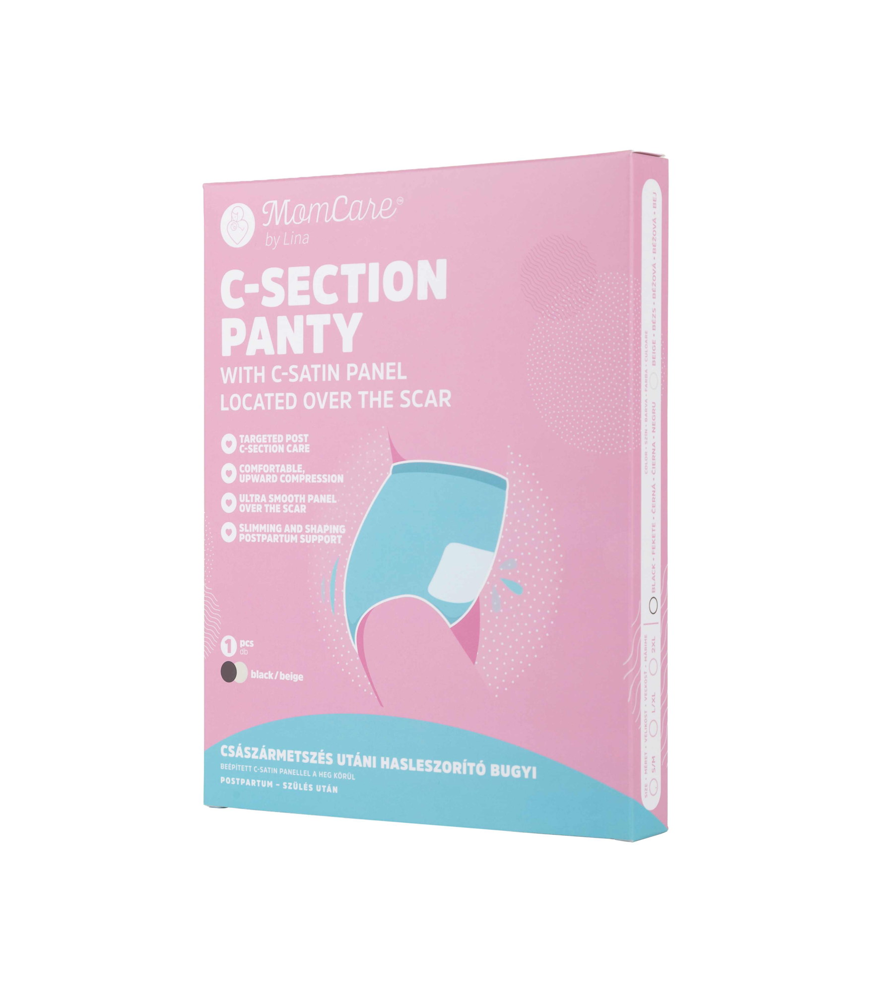 Fotografie MOMCARE Stahovací kalhotky po císařském řezu, černá L-XL