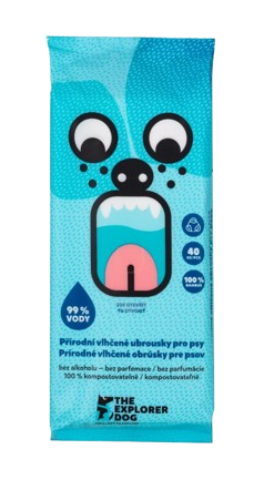 Fotografie Explorer dog Přírodní vlhčené ubrousky pro psy 40 ks