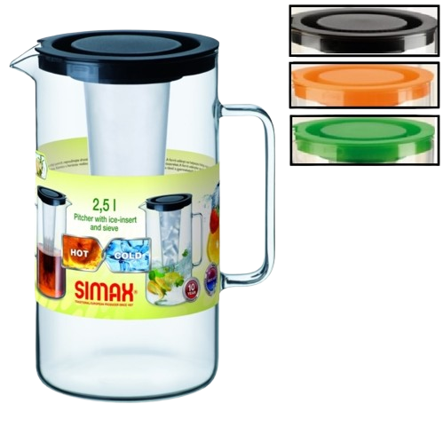 SIMAX Skleněný džbán s vložkou a sítkem, černý 2.5 l