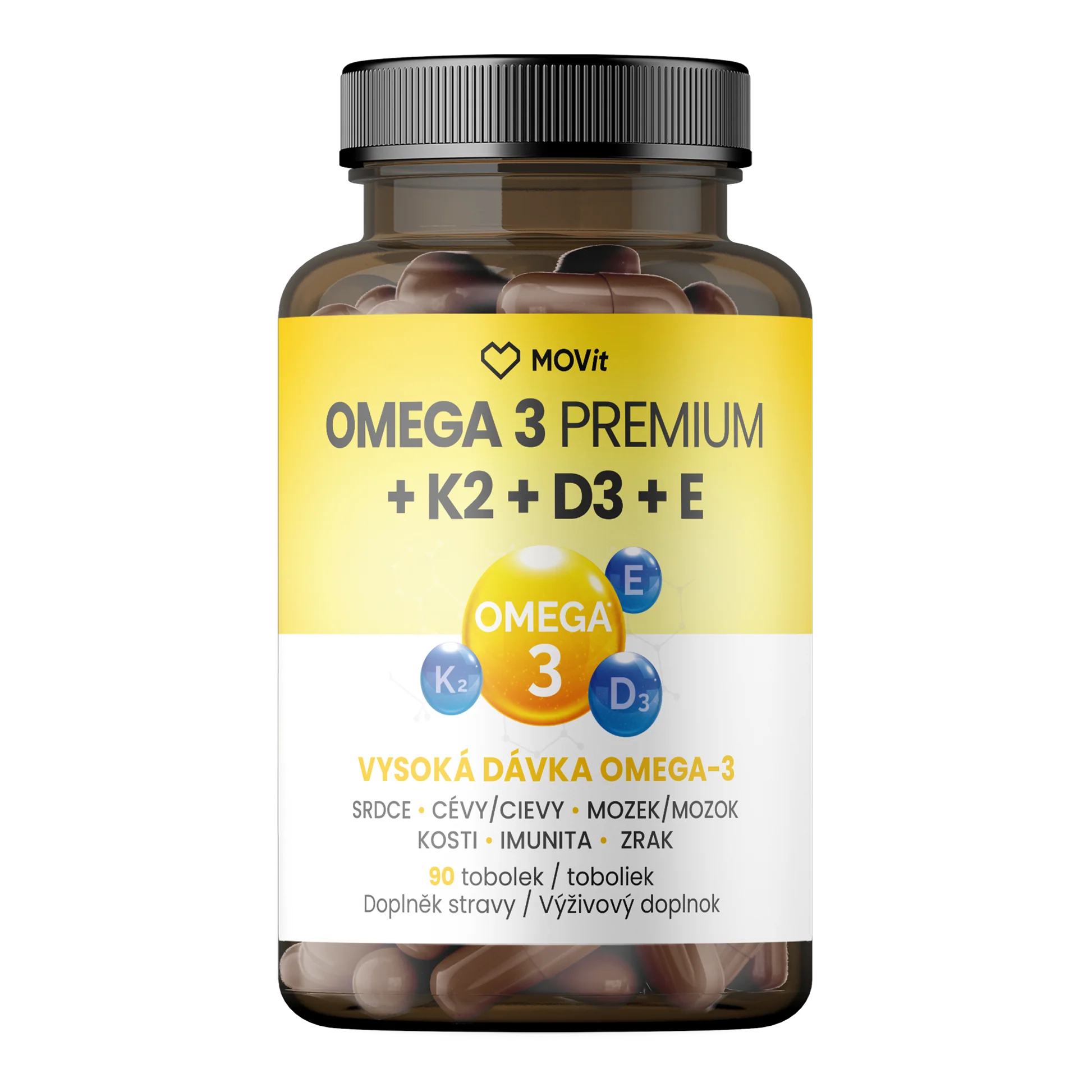 MOVit Energy Omega 3 Premium+K2+D3+E 90 tobolek