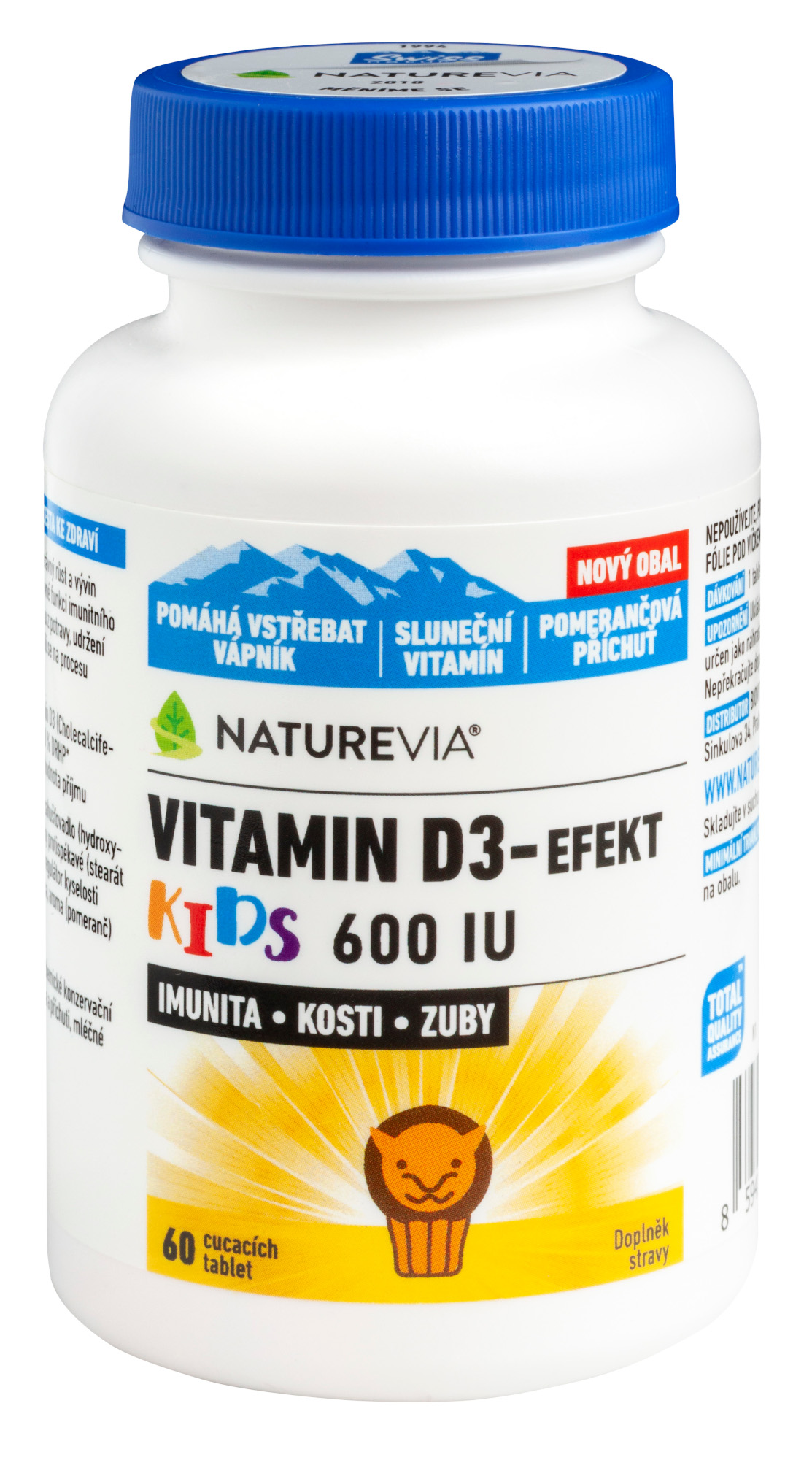 NatureVia Vitamin D3-EFEKT KIDS 600 I.U. cmúľacie tablety 60 ks