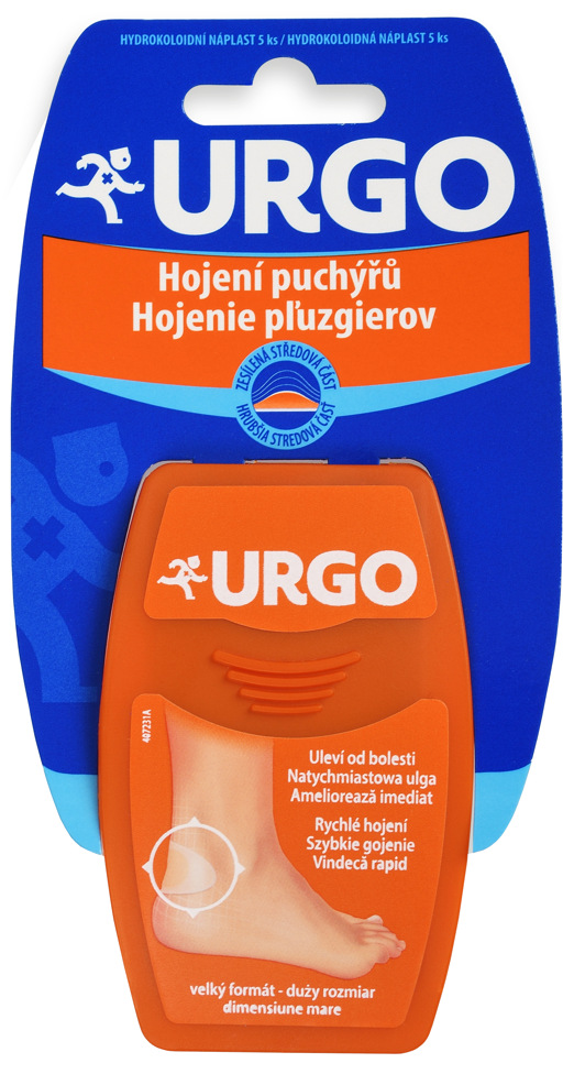Urgo Hojenie pľuzgierov Náplasť na pätu ako druhá koža transparentná 7,2 x 4,3 cm 5 ks