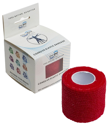 Kine-Max Cohesive Elastic Bandage elastické samofixačné ovínadlo, 5 cm x 4,5 m, červené