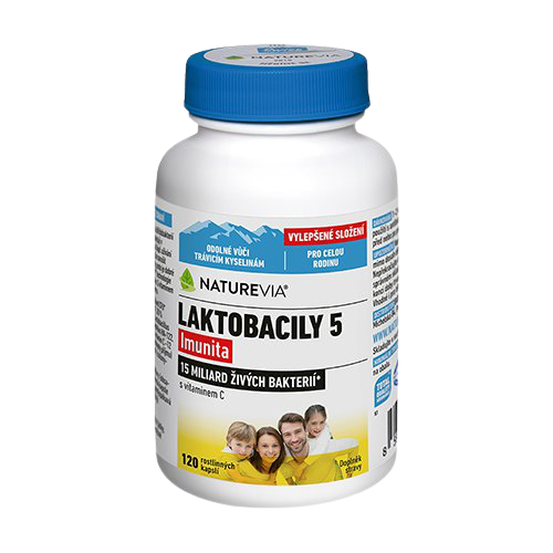 NatureVia Laktobacily 5 Imunita kapsuly na podporu imunitného systému 120 cps