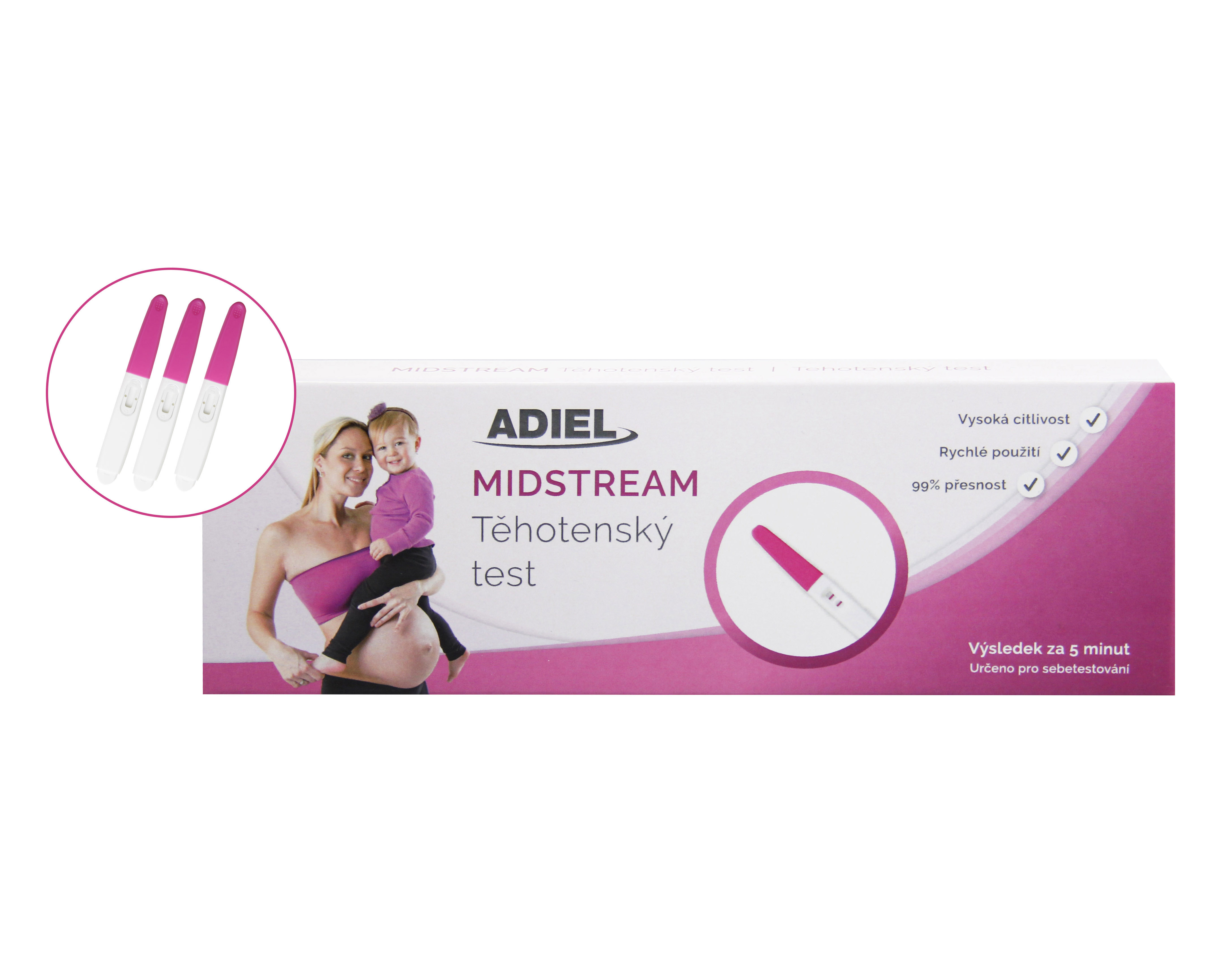 Adiel Midstream tehotenský test 3 ks