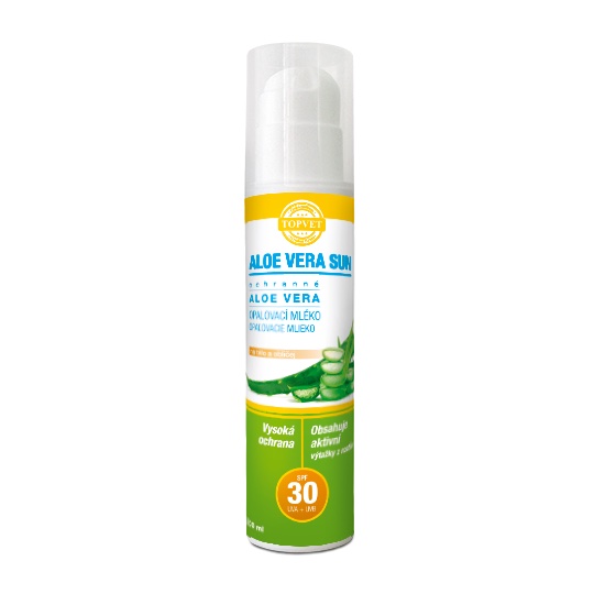TOPVET Aloe vera opaľovacie mlieko SPF 30, 200 ml