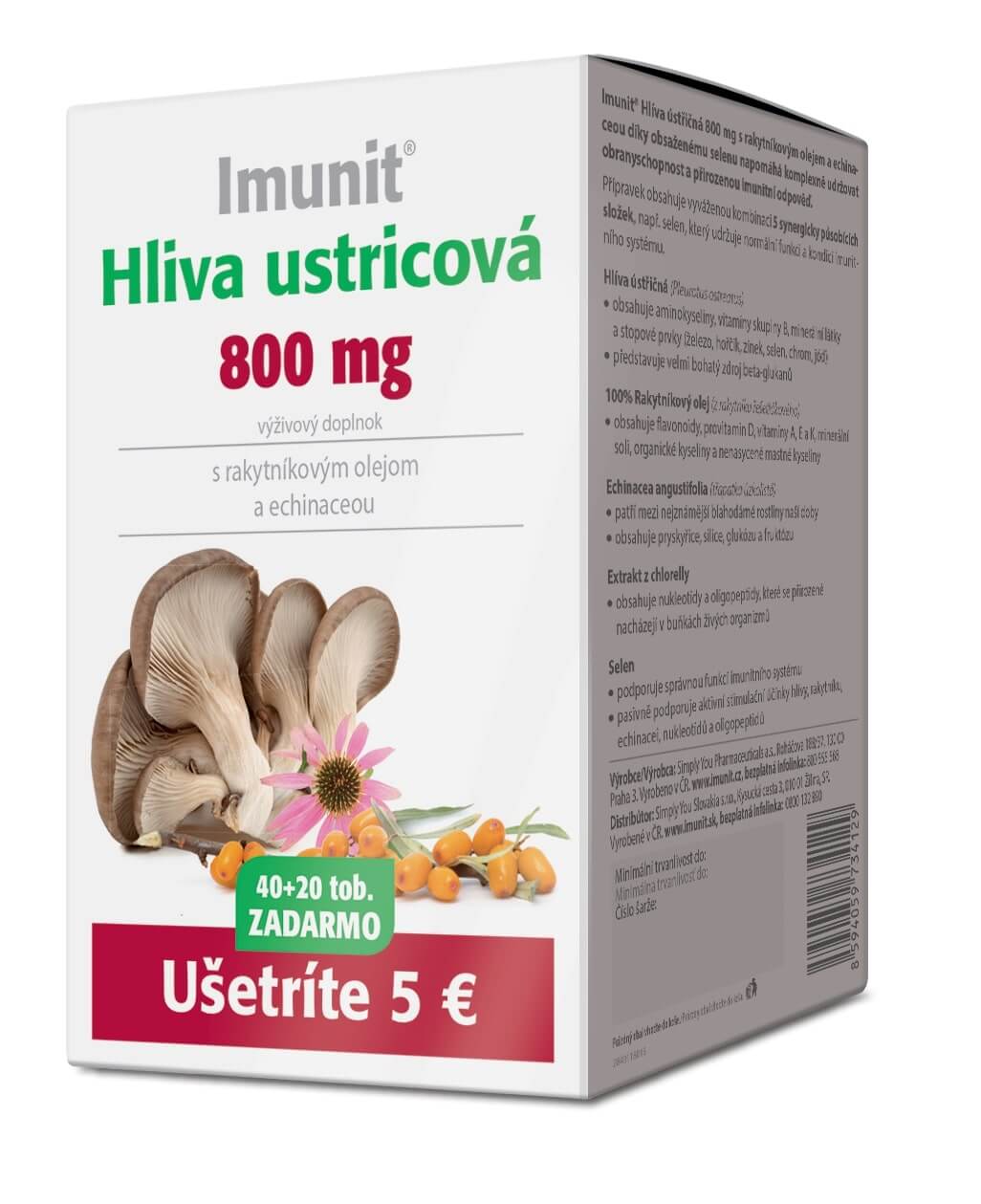 Imunit Hliva ustricová 800 mg s rakytníkovým olejom a echinaceou 60 kapsúl