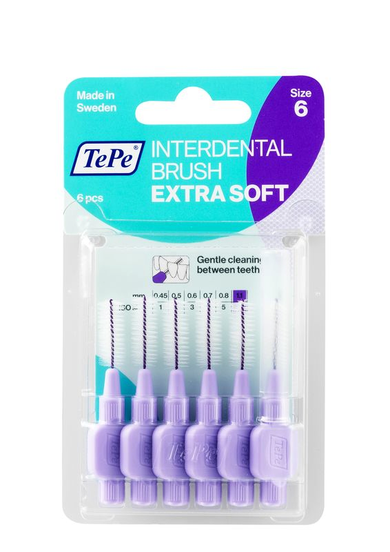 TePe Extra soft Medzizubné kefky svetlofialové 1,1 mm 6 ks