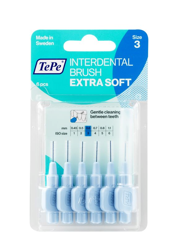 TePe Extra soft Medzizubné kefky 0,6mm svetlomodré 6 ks