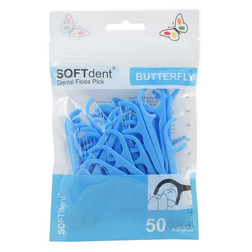 SOFTdent Dentálne špáradlá s niťou Butterfly 50 ks