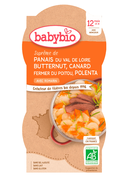 Paštrnák s maslovou tekvíc, kačicou a polentou