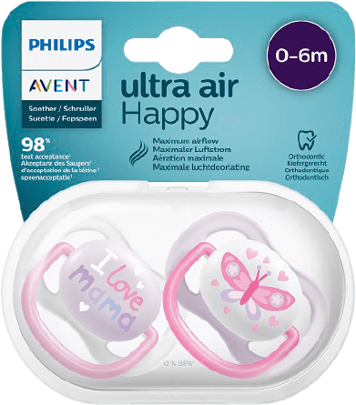 Philips Avent Cumlík Ultra air text 0-6m dievča 2 ks