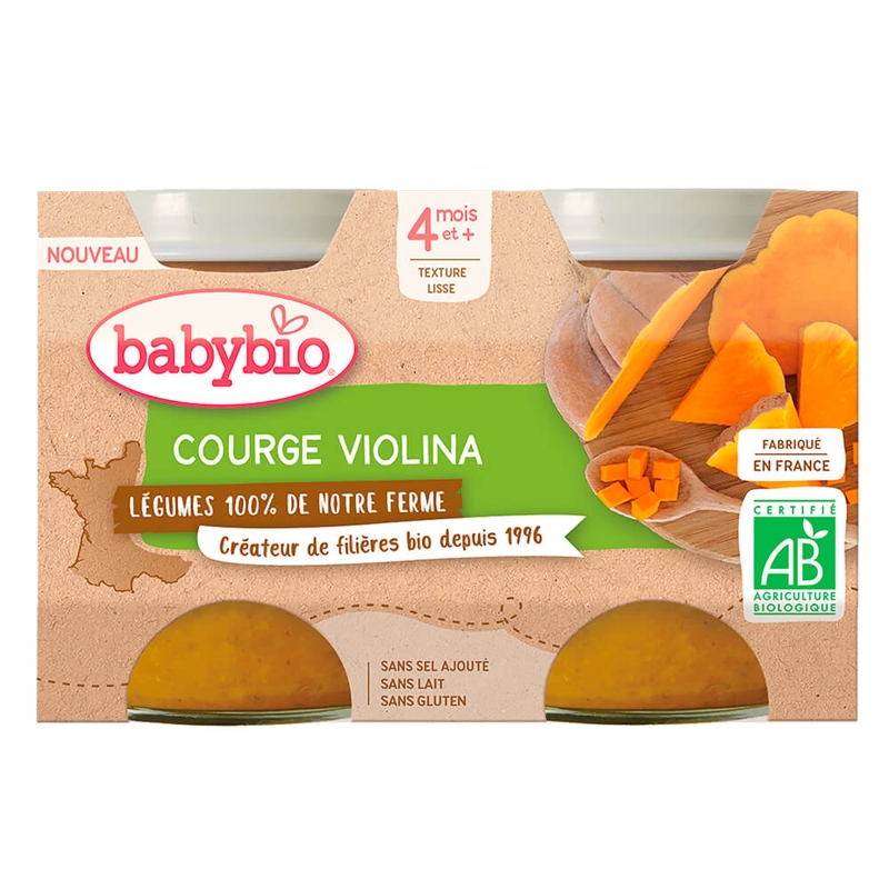 Babybio Príkrm dýně Violina z naší vlastní ekofarmy 2 x 130 g