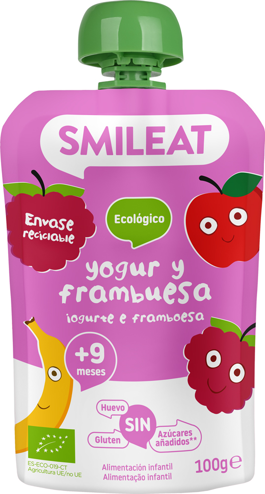 Smileat Organic Jogurtové vrecko s malinami 100 g