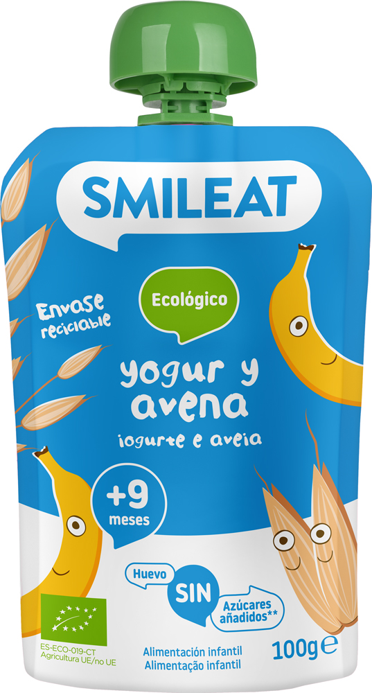 Smileat Organic Jogurtové vrecko s ovsenými vločkami 100 g
