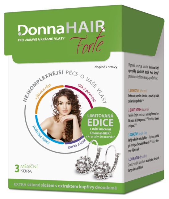 Donna Hair Forte 3-mesačná kúra 90 cps + náušnice SWAROVSKI 90 kapsúl