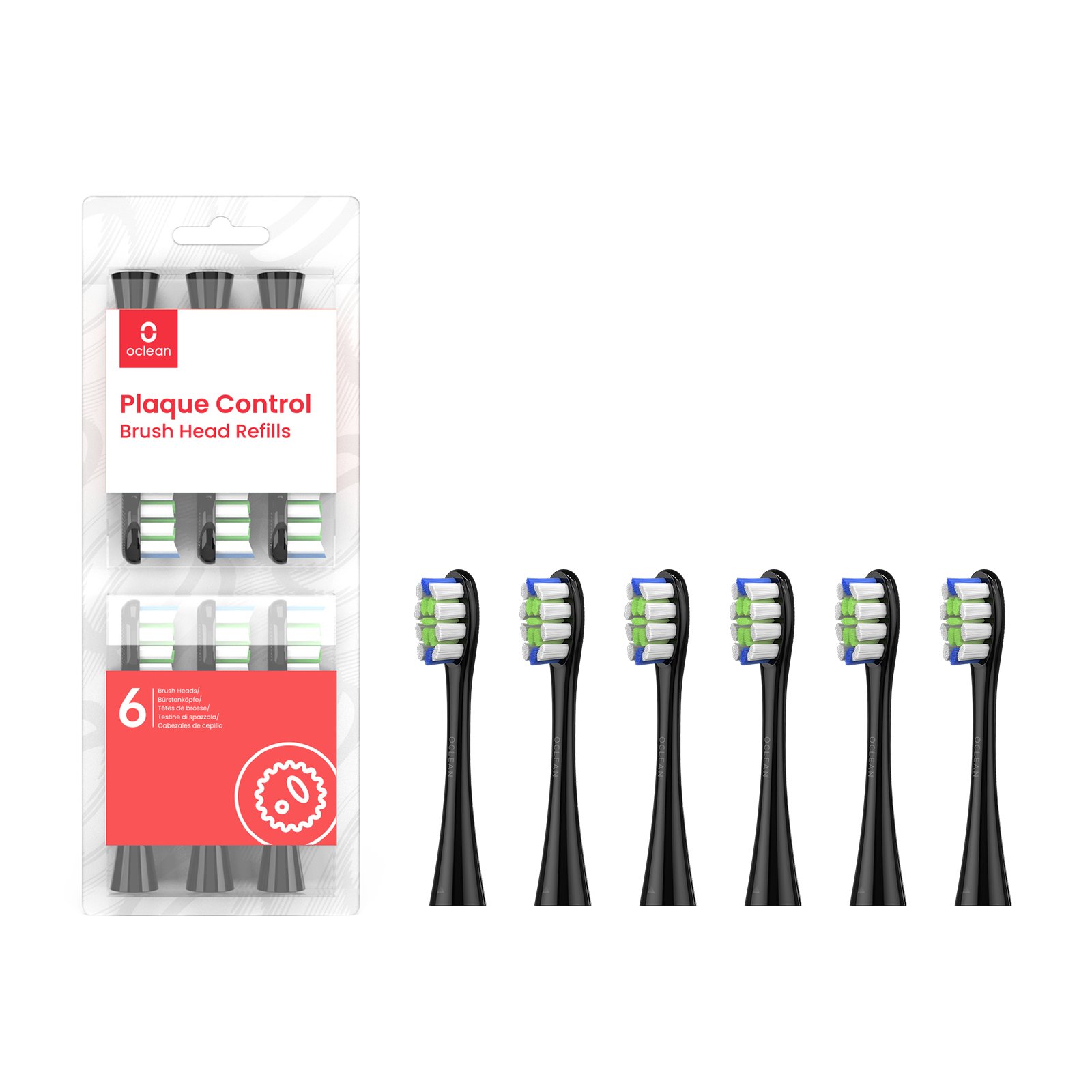 Oclean náhradné hlavice Plaque Control Medium, P1C5 B06 čierne 6 ks